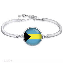 Load image into Gallery viewer, Bahamas Flag Colors / Glass Cabochon Bangle / Bracelet
