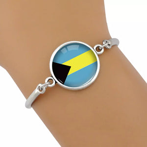 Bahamas Flag Colors / Glass Cabochon Bangle / Bracelet