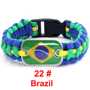 Brazil Sports Bracelet Country Flag Colors Parachute Rope Bangle