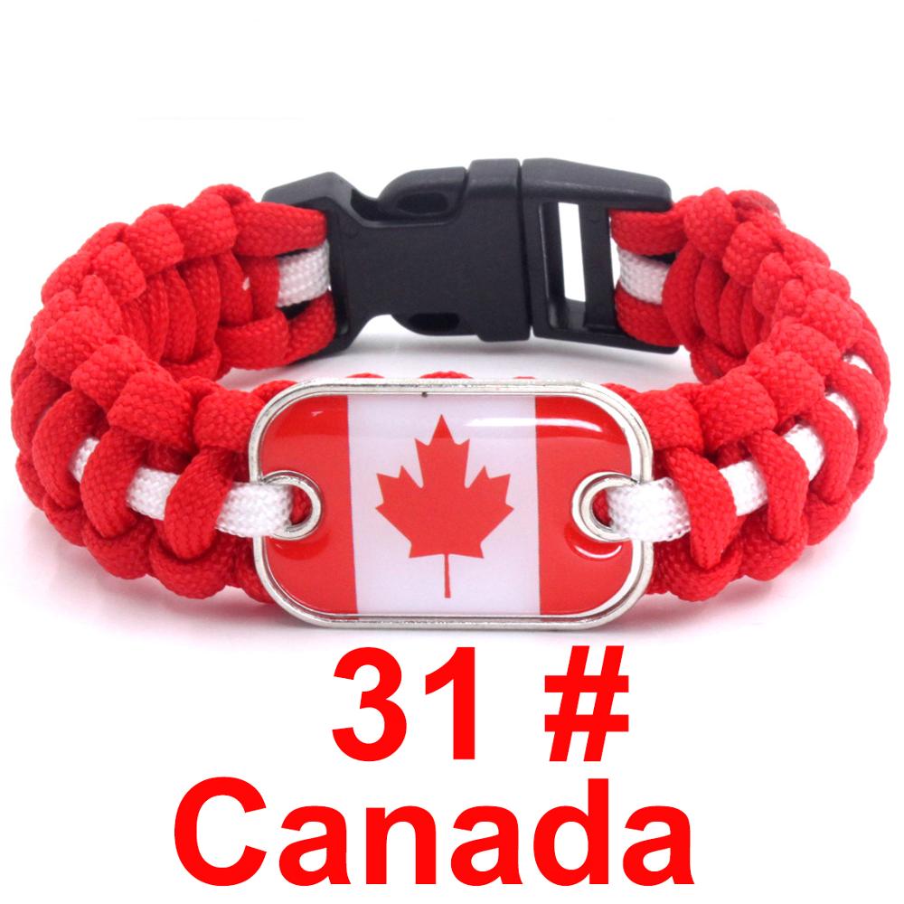 Canada Sports Bracelet Country Flag Colors Parachute Rope Bangle
