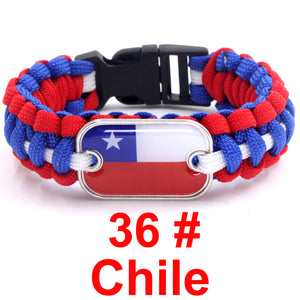 Chile Sports Bracelet Country Flag Colors Rope Bangle