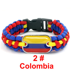 Colombia Sports Bracelet Country Flag Colors Parachute Rope Bangle