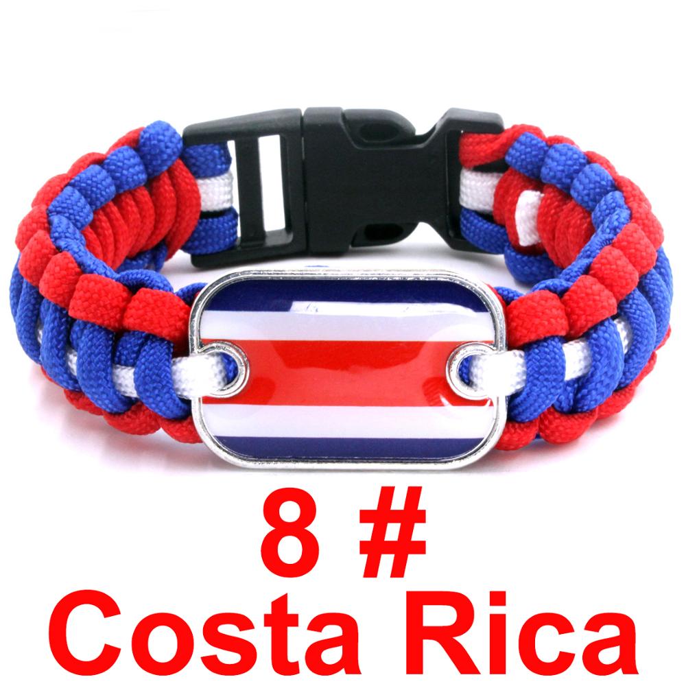 Costa Rica Sports Bracelet Country Flag Colors Rope Bangle