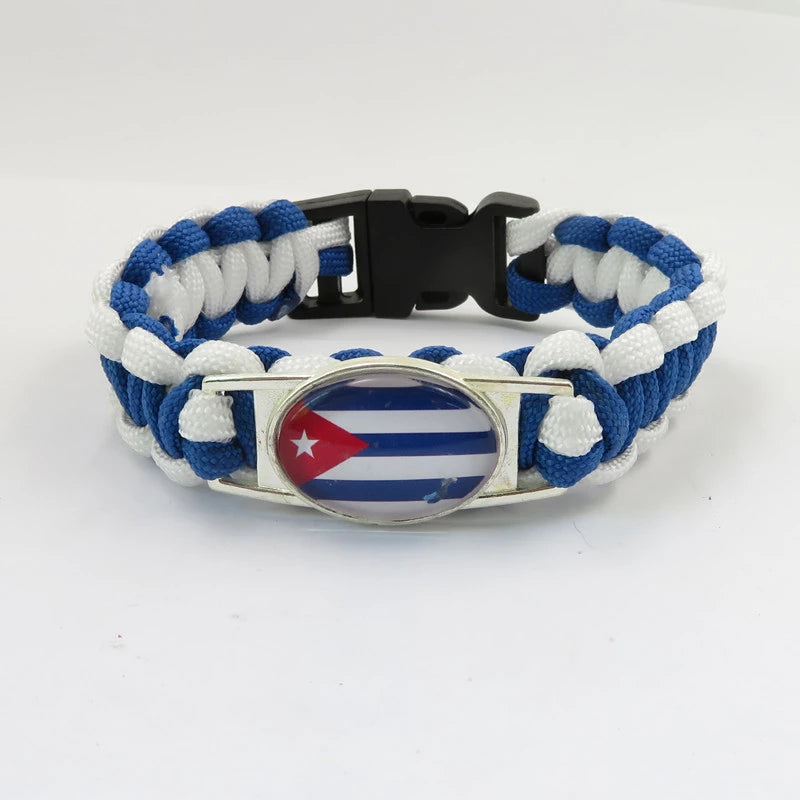 Cuba Sports Bracelet Country Flag Colors Rope Bangle
