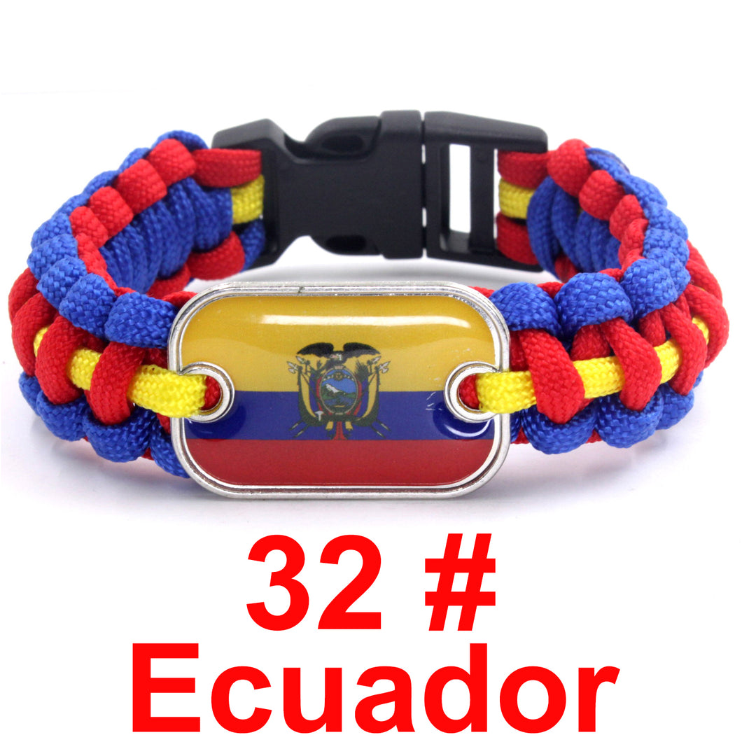 Ecuador Sports Bracelet Country Flag Colors Parachute Rope Bangle