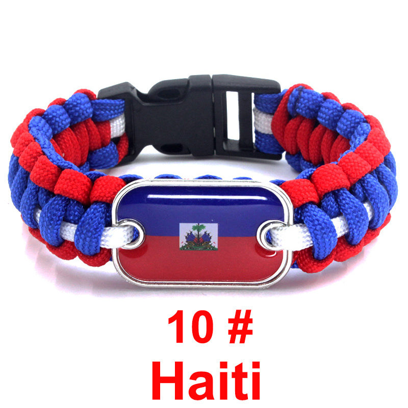 Haiti Sports Bracelet Country Flag Colors Rope Bangle