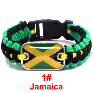 Jamaica Sports Bracelet Country Flag Colors Rope Bangle