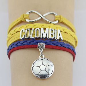 Colombia Soccer Love Infinity Bracelet