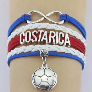 Costa Rica Soccer Love Infinity Bracelet