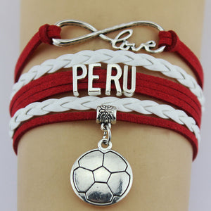 Peru Soccer Love Infinity Bracelet