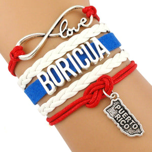 Puerto Rico Boricua Love Infinity Bracelet