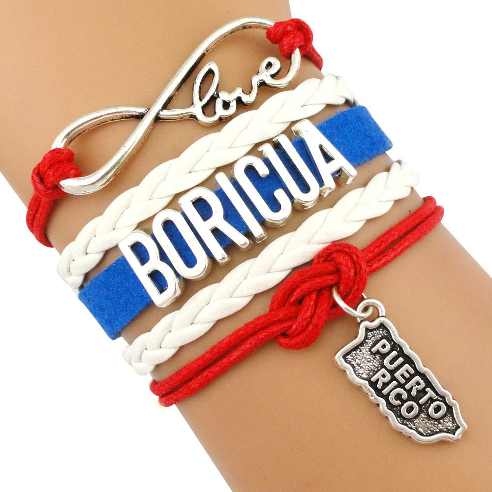 Puerto Rico Boricua Love Infinity Bracelet