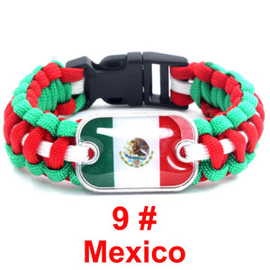 Mexico Sports Bracelet Country Flag Colors Parachute Rope Bangle