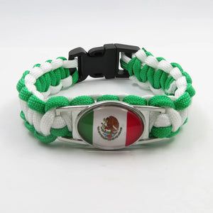 Mexico Sports Bracelet Country Flag Colors Rope Bangle