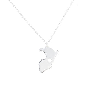 Peru Love Country Map Charm Silver Pendant