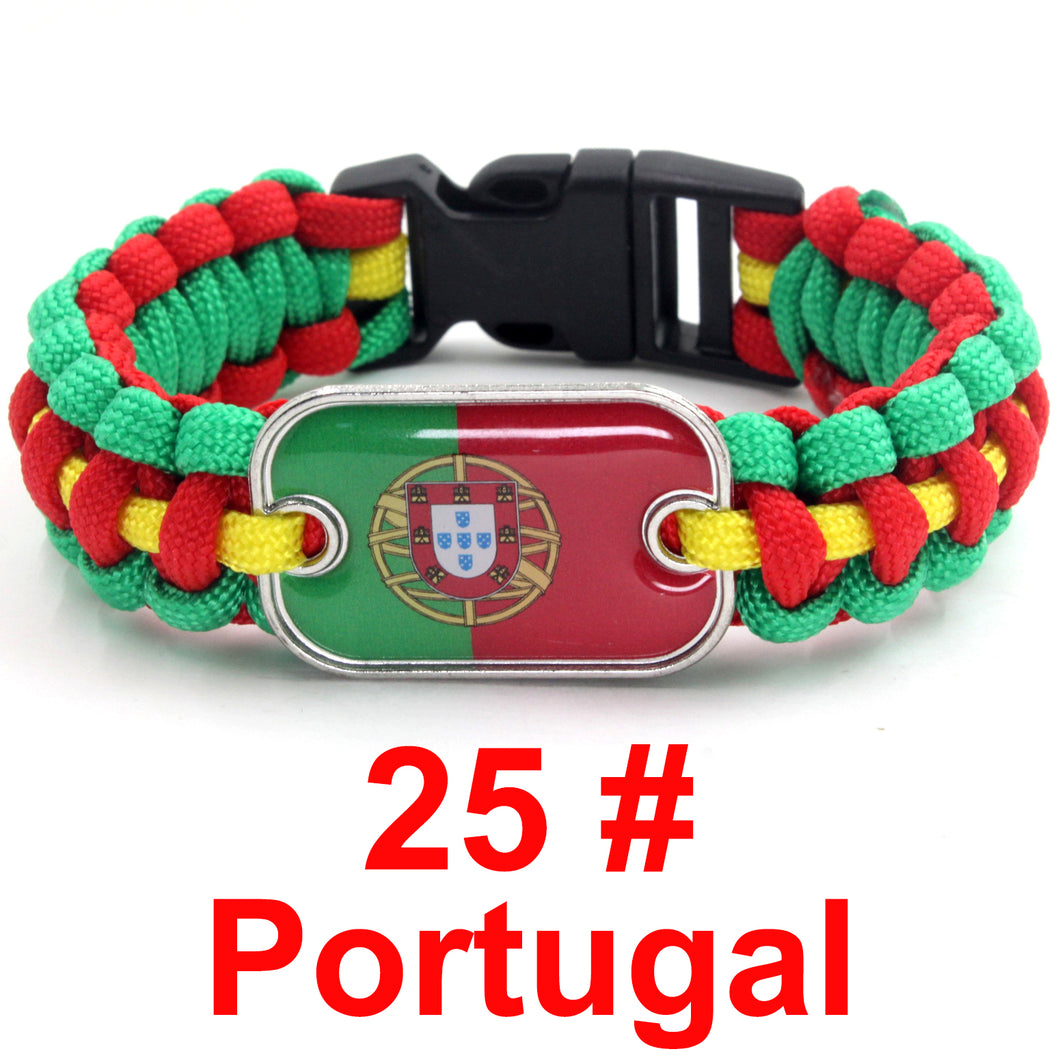 Portugal Sports Bracelet Country Flag Colors Parachute Rope Bangle