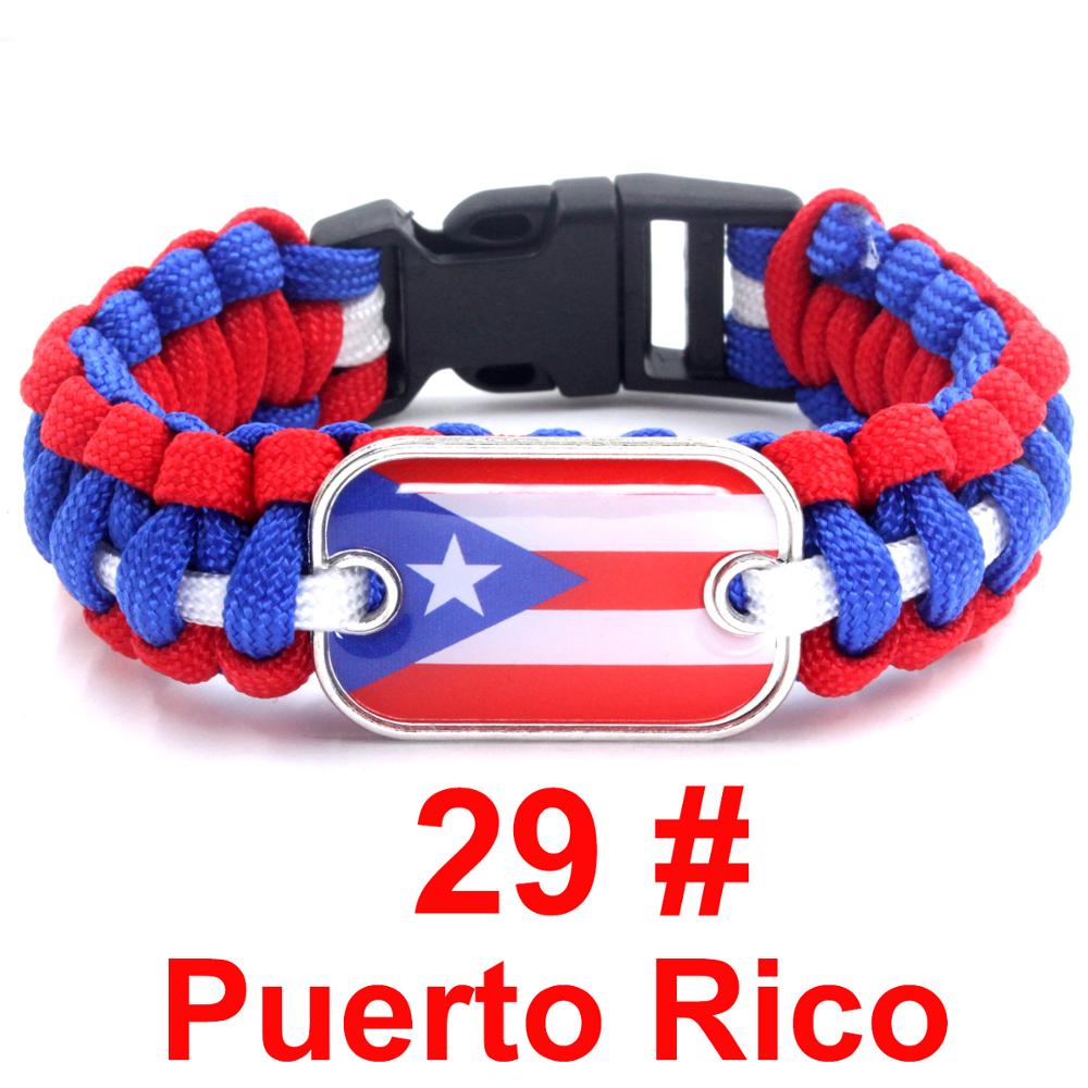 Puerto Rico Sports Bracelet Country Flag Colors Parachute Rope Bangle