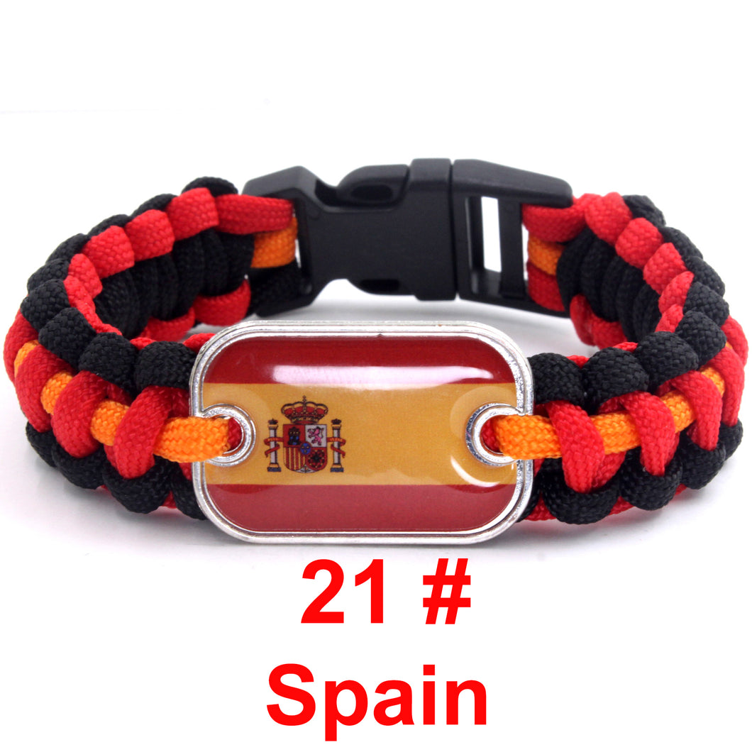 Spain Sports Bracelet Country Flag Colors Parachute Rope Bangle