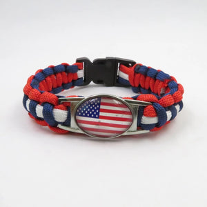 USA Sports Bracelet Country Flag Colors Rope Bangle