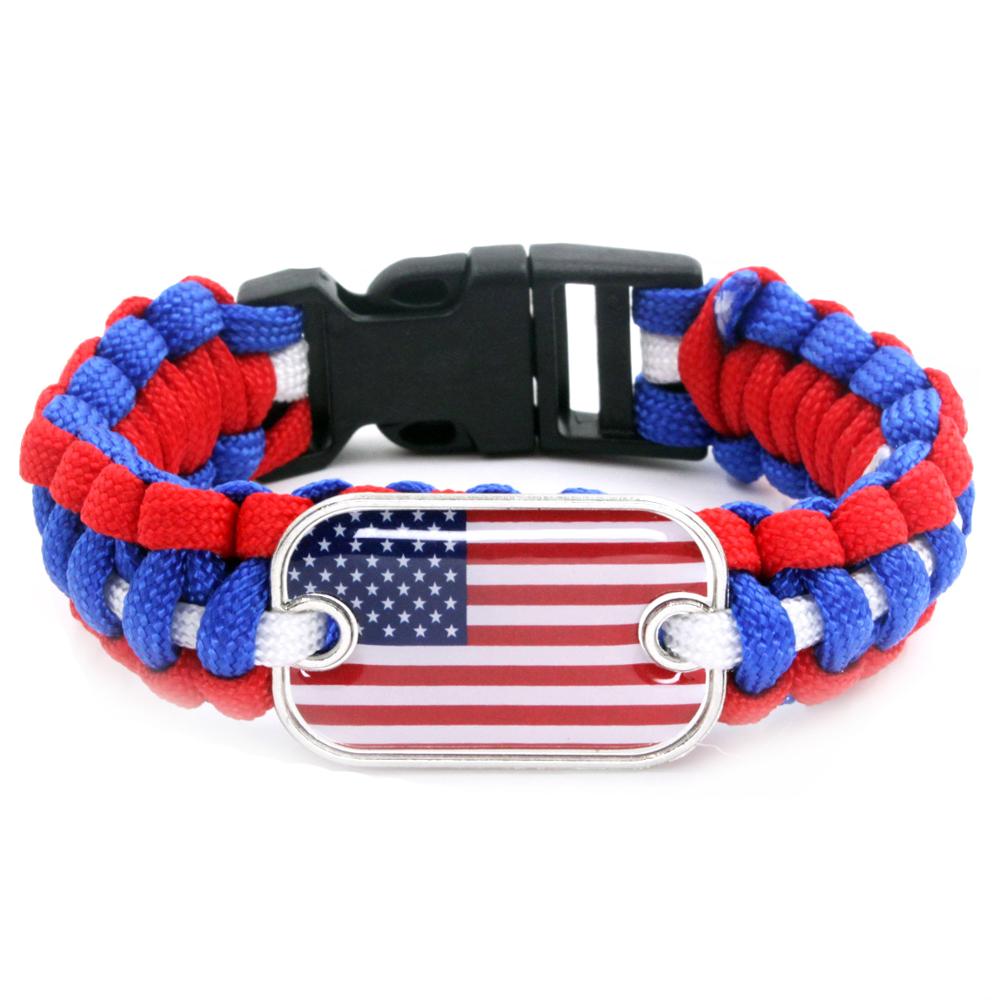 USA Sports Bracelet Country Flag Colors Parachute Rope Bangle