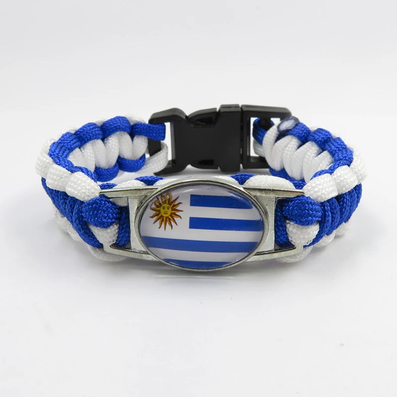 Uruguay Sports Bracelet Country Flag Colors Rope Bangle
