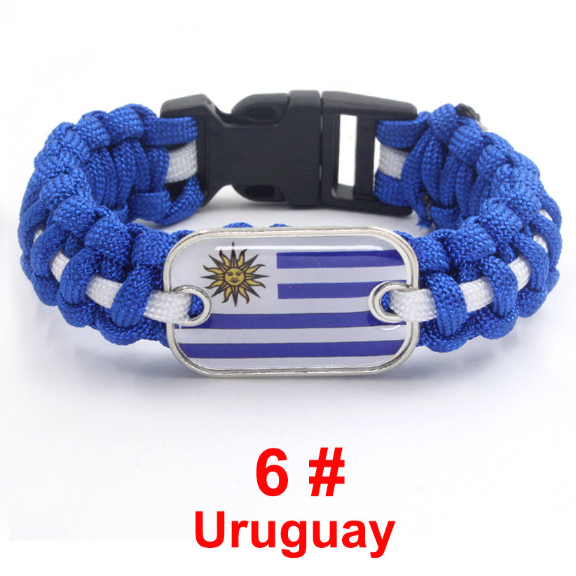 Uruguay Sports Bracelet Country Flag Colors Rope Bangle